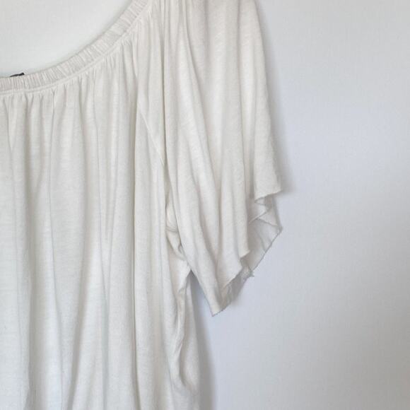 Mango White Off-shoulder Flowy Knit T-shirt Top Blouse - Picture 5 of 8